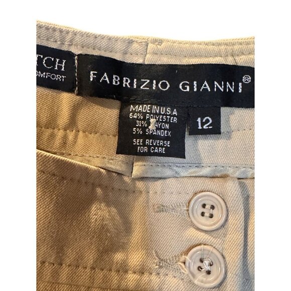 Fabrizio Gianni Womens Beige Double Button Closure Classic Fit Pants Size 12 - Picture 3 of 8